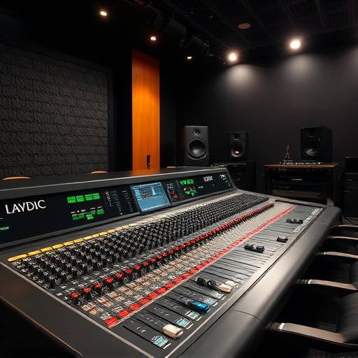 Console de mixage audio professionnelle avec plusieurs pistes